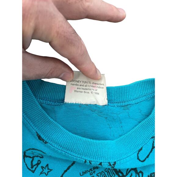 Vintage 1994 Looney Tunes University of Hawaii Large Blue Sleep Shirt USA Made - Picture 3 of 7